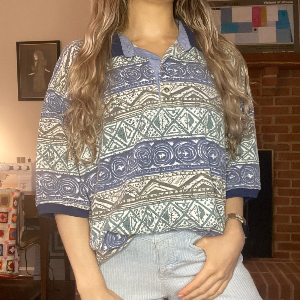 Vintage 90s Bugle Boy Striped Short Sleeve Oversized Dad Polo Saved by t…